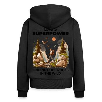 Rock Collecting Dad Nature Wilderness Adventure - Women's Premium Organic Zip Hoodie - black - Back - Julia (174cm)