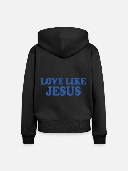Love like jesus - Frauen Premium Bio Zip Hoodie - Schwarz
