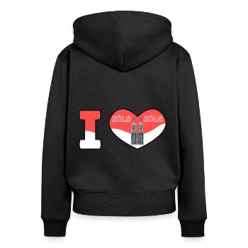 I love Köln Ich liebe Köln Cologne City Germany - Frauen Premium Bio Zip Hoodie - Schwarz - Hinten - Julia (174cm)