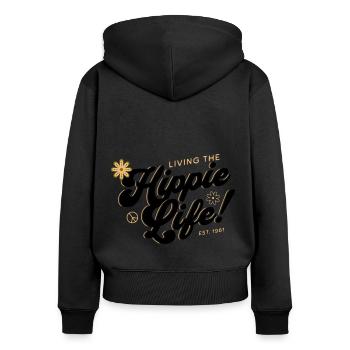 Vie hippie - Sweat à capuche zippé Premium bio Femme - noir - Dos - Julia (174cm)