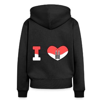 I love Köln Ich liebe Köln Cologne City Germany - Frauen Premium Bio Zip Hoodie - Schwarz - Hinten - Julia (174cm)