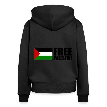 Free palestine - Frauen Premium Bio Zip Hoodie - Schwarz - Hinten - Julia (174cm)