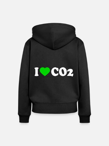 I love co2 - Frauen Premium Bio Zip Hoodie - Schwarz