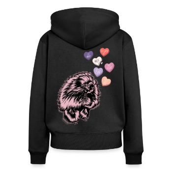 Baumstachler mit Herz - Frauen Premium Bio Zip Hoodie - Schwarz - Hinten - Julia (174cm)