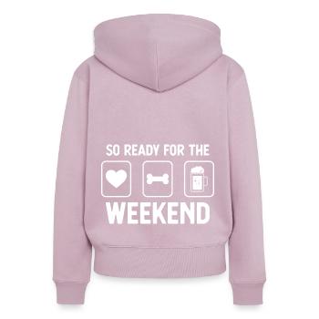 So bereit für das Wochenende - Bier - Hundeknochen - Frauen Premium Bio Zip Hoodie - Altrosa - Hinten - Julia (174cm)