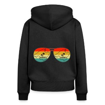 Sonnenbrille mit Landkarte von der Insel Mallorca - Frauen Premium Bio Zip Hoodie - Schwarz - Hinten - Julia (174cm)
