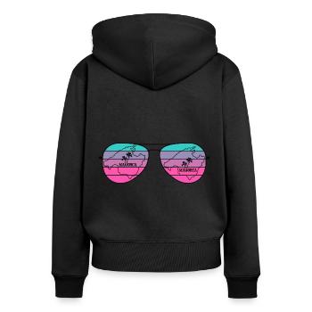 Sonnenbrille mit Landkarte von der Insel Mallorca - Frauen Premium Bio Zip Hoodie - Schwarz - Hinten - Julia (174cm)