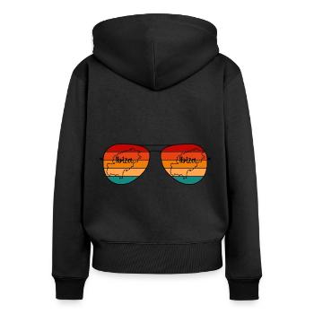 Sonnenbrille mit Landkarte von der Insel Ibiza - Frauen Premium Bio Zip Hoodie - Schwarz - Hinten - Julia (174cm)