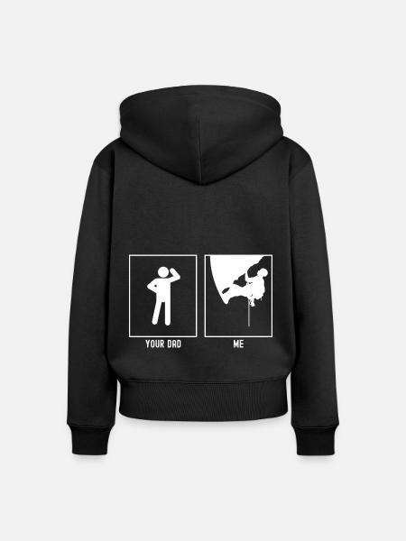 Dein Vater - Ich - Felsklettern - Frauen Premium Bio Zip Hoodie - Schwarz