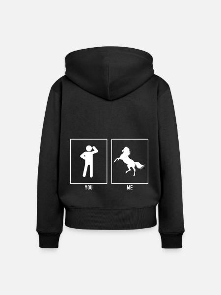 Du - Ich - Pferd Aufzucht - Frauen Premium Bio Zip Hoodie - Schwarz