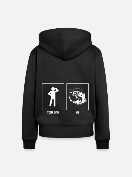 Dein Vater - Ich - Große Fische - Frauen Premium Bio Zip Hoodie - Schwarz