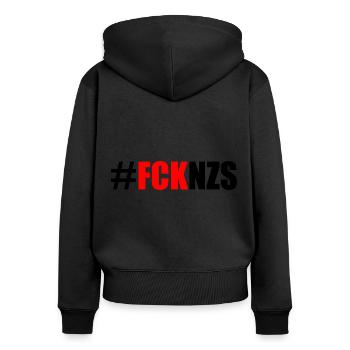 Fck nzs - Frauen Premium Bio Zip Hoodie - Schwarz - Hinten - Julia (174cm)