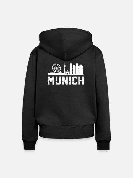 Munich Skyline - Frauen Premium Bio Zip Hoodie - Schwarz