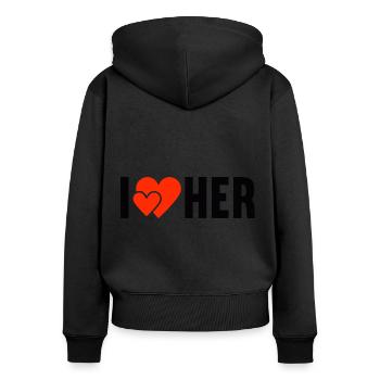 I love her Ich liebe Sie die Liebe - Frauen Premium Bio Zip Hoodie - Schwarz - Hinten - Julia (174cm)