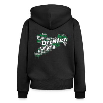 Sachsen Bundesland: Sächsische Städte - Frauen Premium Bio Zip Hoodie - Schwarz - Hinten - Julia (174cm)