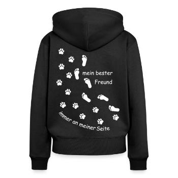 Dog & man - best friends - Women's Premium Organic Zip Hoodie - black - Back - Julia (174cm)