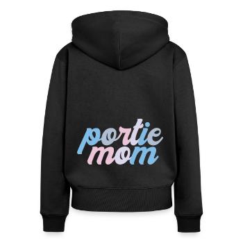 Chien d’eau portugais Portie PWD Maman Mama Maîtresse - Sweat à capuche zippé Premium bio Femme - noir - Dos - Julia (174cm)