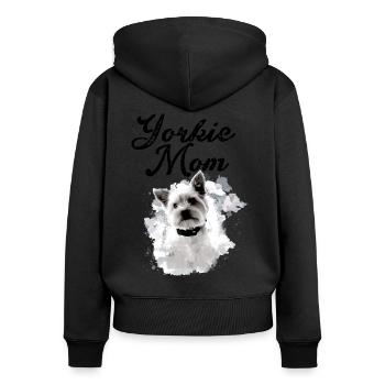 Yorkshire Terrier, Yorkie, Yorkshire, yorkie mom - Frauen Premium Bio Zip Hoodie - Schwarz - Hinten - Julia (174cm)
