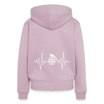mein Herz schläft für Handgranate Design - Frauen Premium Bio Zip Hoodie - Altrosa - Hinten - Julia (174cm)