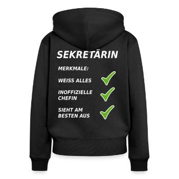 Sekretärin - Sekretär - Geschenk - Frauen Premium Bio Zip Hoodie - Schwarz - Hinten - Julia (174cm)