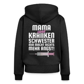 Krankenschwester Mutter - Frauen Premium Bio Zip Hoodie - Schwarz - Hinten - Julia (174cm)