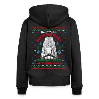 Nakatomi Plaza Christmas Party 1988 Ugly Christmas - Frauen Premium Bio Zip Hoodie - Schwarz - Hinten - Julia (174cm)
