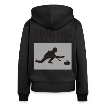 Curling Sweeping Fan Winter Ice Sport Curler Drôle - Sweat à capuche zippé Premium bio Femme - noir - Dos - Julia (174cm)