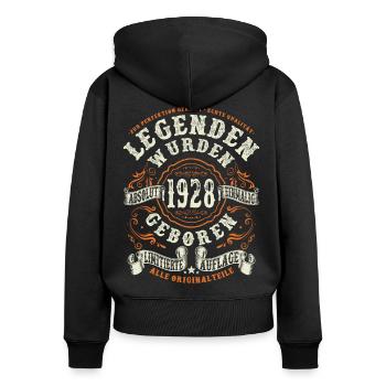 Legenden wurden 1928 geboren - 95 Jahre alt - Frauen Premium Bio Zip Hoodie - Schwarz - Hinten - Julia (174cm)