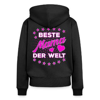 Für die beste Mama der Welt Muttertag Geschenk - Frauen Premium Bio Zip Hoodie - Schwarz - Hinten - Julia (174cm)