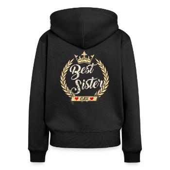 Best Sister Beste Schwester - Frauen Premium Bio Zip Hoodie - Schwarz - Hinten - Julia (174cm)
