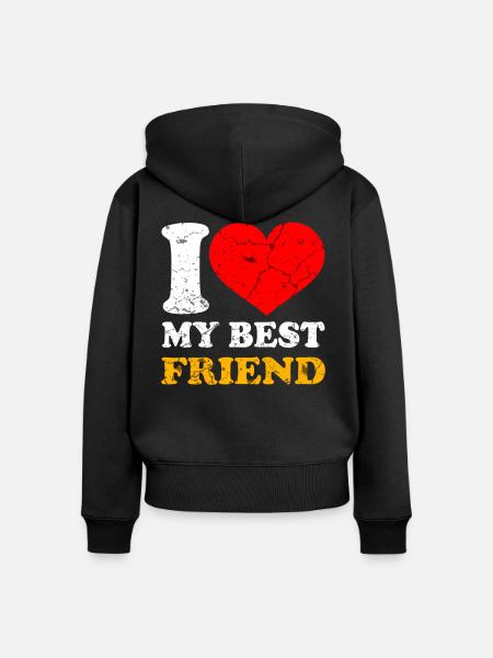 Beste Freunde - Frauen Premium Bio Zip Hoodie - Schwarz