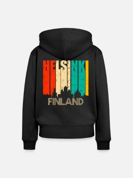 Helsinki - Frauen Premium Bio Zip Hoodie - Schwarz