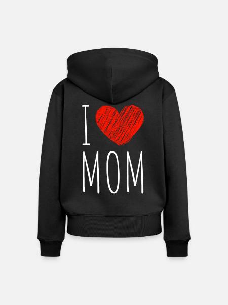 Ich liebe Mama - Frauen Premium Bio Zip Hoodie - Schwarz