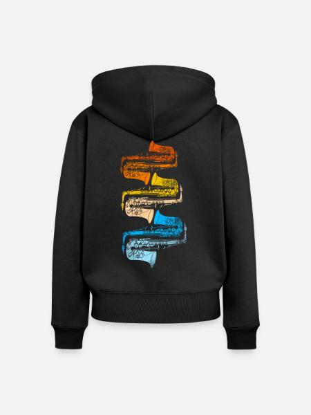 Saxophon - Frauen Premium Bio Zip Hoodie - Schwarz