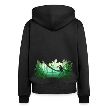 Jungle Tukan Regenwald - Frauen Premium Bio Zip Hoodie - Schwarz - Hinten - Julia (174cm)