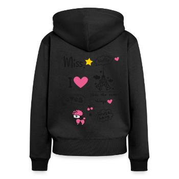 Girl love paris yoga scribble trip french geschenk - Frauen Premium Bio Zip Hoodie - Schwarz - Hinten - Julia (174cm)