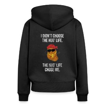 Chicken Nugget - Frauen Premium Bio Zip Hoodie - Schwarz - Hinten - Julia (174cm)