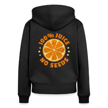 Cadeau végétarien végétalien au jus d'orange - Sweat à capuche zippé Premium bio Femme - noir - Dos - Julia (174cm)