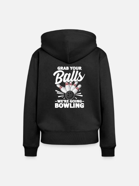 Bowling - Frauen Premium Bio Zip Hoodie - Schwarz