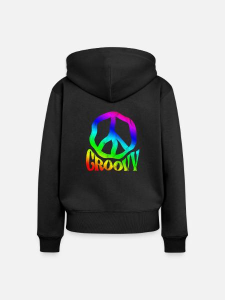 Hippie - Frauen Premium Bio Zip Hoodie - Schwarz