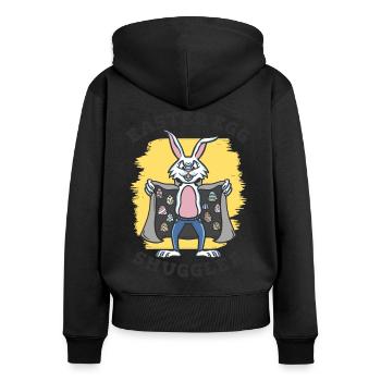 Oeufs de Pâques Contrebandier Lapin de Pâques - Sweat à capuche zippé Premium bio Femme - noir - Dos - Julia (174cm)