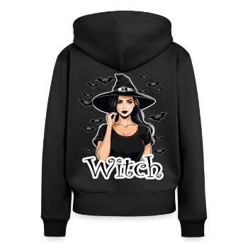 Sorcière avec des chauves-souris - Sweat à capuche zippé Premium bio Femme - noir - Dos - Julia (174cm)