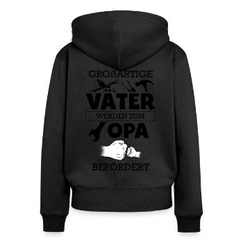 Grand papa grand-père - Sweat à capuche zippé Premium bio Femme - noir - Dos - Julia (174cm)
