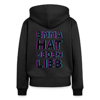 Anti Nazi Techno Spruch - Frauen Premium Bio Zip Hoodie - Schwarz - Hinten - Julia (174cm)