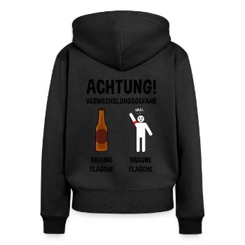 Anti Nazi Spruch - Frauen Premium Bio Zip Hoodie - Schwarz - Hinten - Julia (174cm)
