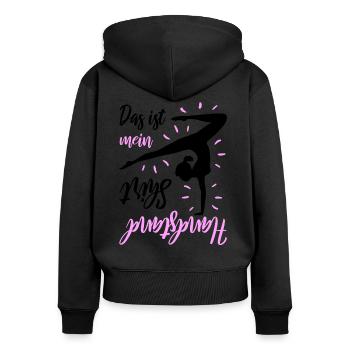 Turnen Das Ist Mein Handstand Shirt - Frauen Premium Bio Zip Hoodie - Schwarz - Hinten - Julia (174cm)