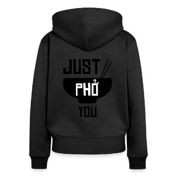 Vietnam Just Pho You - Frauen Premium Bio Zip Hoodie - Schwarz - Hinten - Julia (174cm)