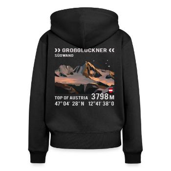 Großglockner Hohen Tauern Austria Österreich Berg - Frauen Premium Bio Zip Hoodie - Schwarz - Hinten - Julia (174cm)