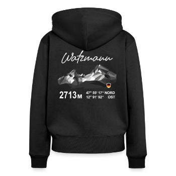 Watzmann Bayern Berchtesgaden Low Poly Mountain - Women's Premium Organic Zip Hoodie - black - Back - Julia (174cm)