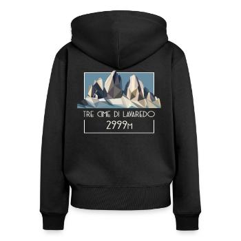 Drei Zinnen Tre Cime Dolomiten E5 Südtirol Retro - Frauen Premium Bio Zip Hoodie - Schwarz - Hinten - Julia (174cm)